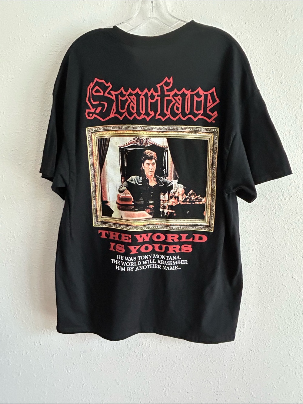 Scarface Graphic T-Shirt Men's Size XL Black Tony Montana The World is Yours